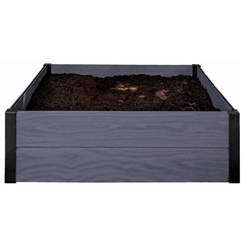 Maple Square - virágláda (kerti ágyás) fa hatású műanyag magaságyás - Szürke (350 L)