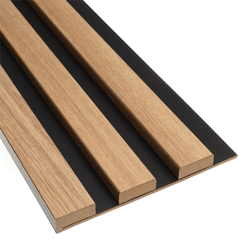 Fa hatású lamella, falburkolat - széles lamellával (275cm x 15.3cm x 1.5cm) - Indító elem, amerikai tölgy+matt fekete