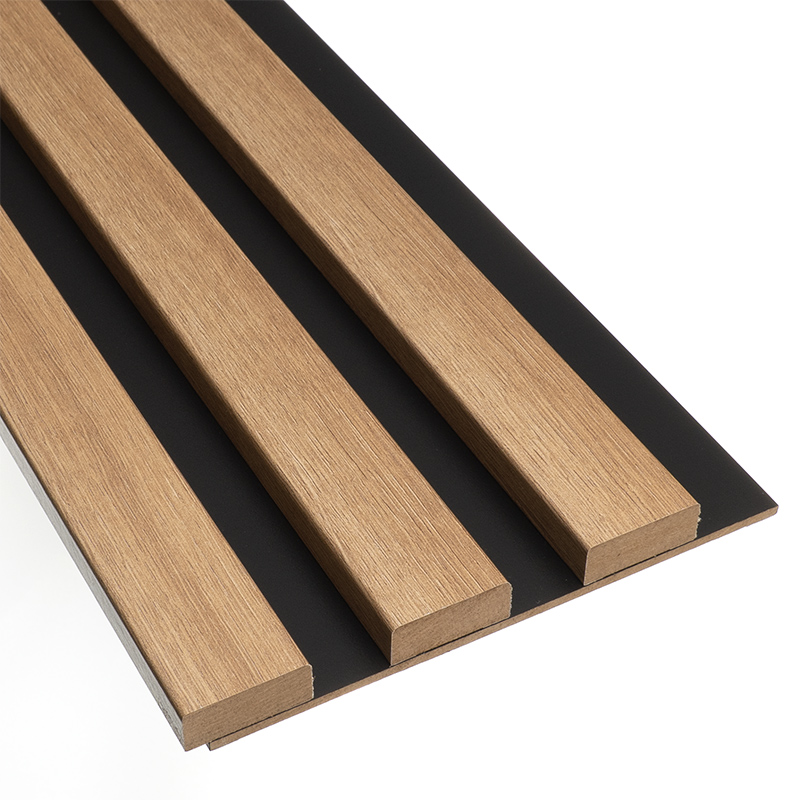 Fa hatású lamella, falburkolat - széles lamellával (275cm x 15.3cm x 1.5cm) - Köztes elem, amerikai tölgy+matt fekete