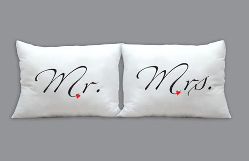 - L\'Amour díszpárna szett 40x50 cm - Mr & Mrs felirat