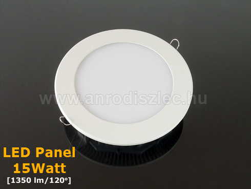 LED panel (200 mm) 15W (kerek) tiszta fehér, süllyeszthető