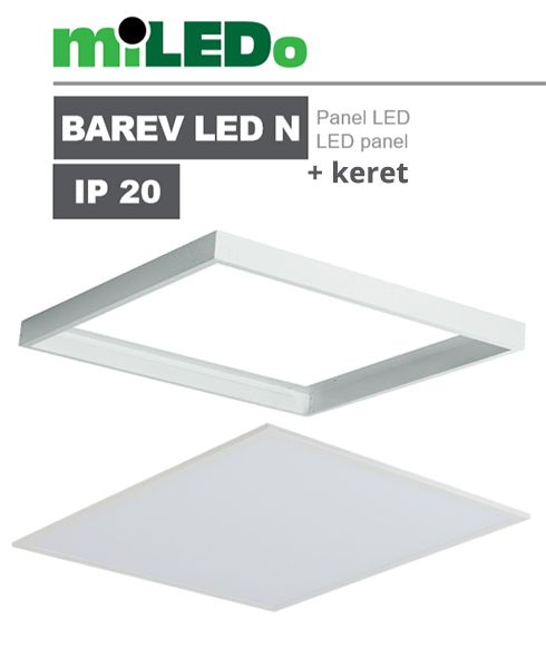 LED panel (600 x 600mm) 36W - természetes fehér (Barev)+ kiemelő keret