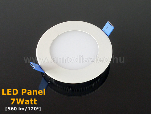 LED panel (120 mm) 7W (kerek) tiszta fehér, süllyeszthető