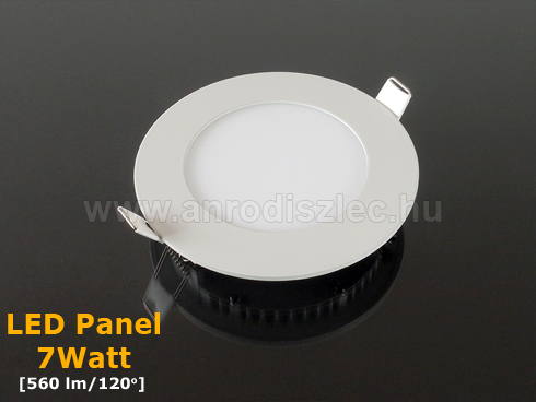 LED panel (120 mm) 7W (kerek) meleg fehér, beépíthető