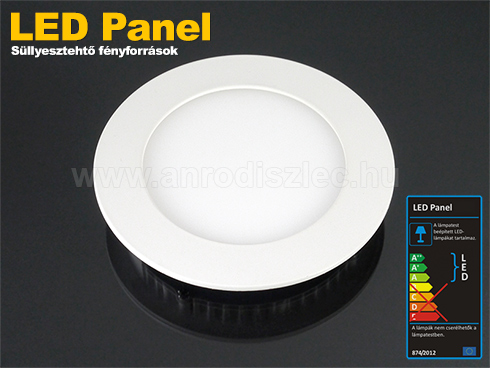 LED panel (120 mm) 6W (kör) meleg fehér, süllyeszth.