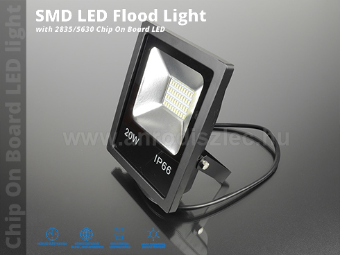 SMD LED reflektor fekete (10W/150°) - Zöld fény