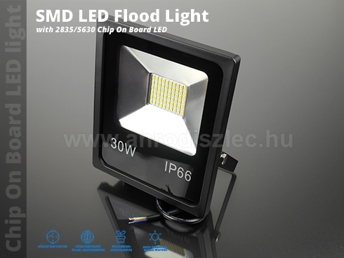 SMD LED reflektor (30W/150°) Hideg fehér (Kifutó termék)!