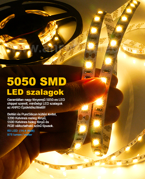 LED szalag PureSilicone kültéri (5050-60) - meleg fehér