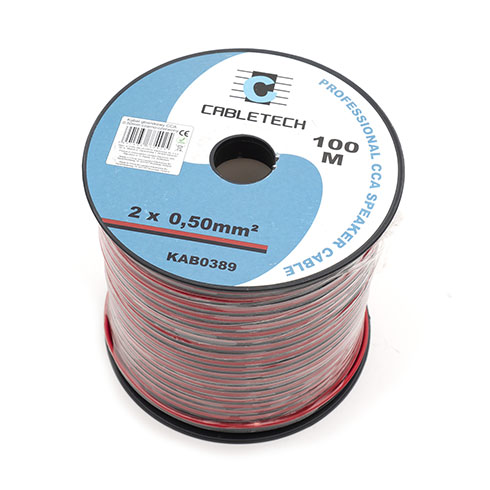 Vezeték LED szalaghoz, piros/fekete (2x0.5 mm2) 100 méter