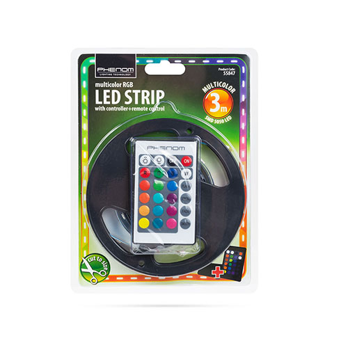 LED szett beltéri: 3 méter RGB+vezérlő+tápegység 5050-30