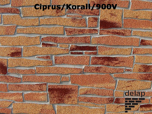 Mini hasított kő hatású falburkoló lap: Ciprus-korall-900v