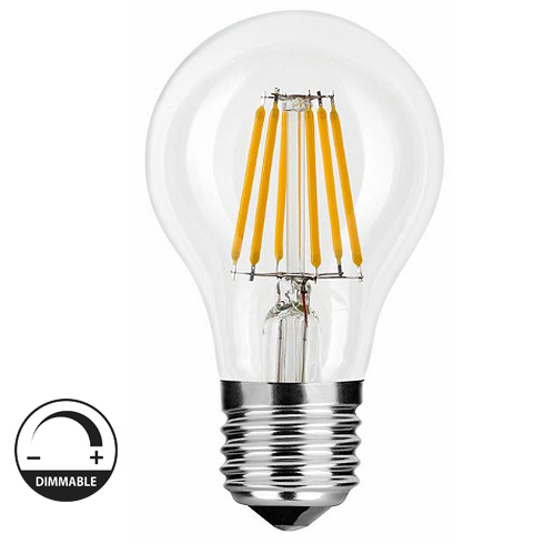 E27 LED izzó Retro filament (7W/360°) Körte - meleg fehér, dimmelhető