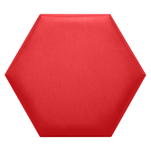 Hatszög alakú (méhsejt) bőrpanel, bőr falpanel -  Inter-18010 Piros (30,2x34,7 cm)