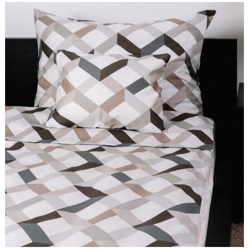 Pamut szatén ágyneműhuzat - Magic Brown geometria, 3 részes szett, cipzáros