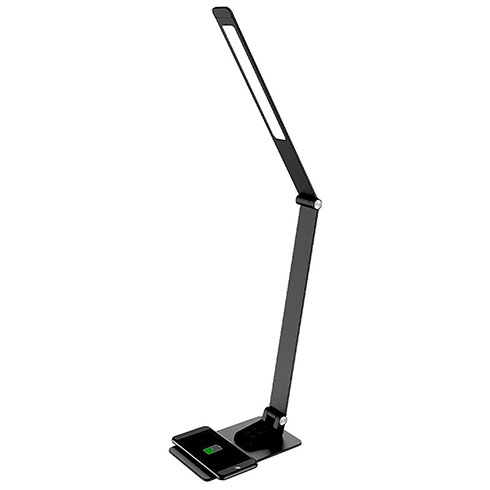 Juliet asztali LED lámpa (12W/500Lumen) fekete, dimmelhető, vezeték nélküli mobiltöltővel