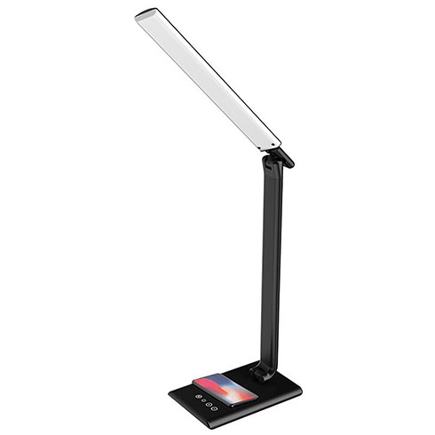 Meggie asztali LED lámpa (8W/550Lumen) fekete, dimmelhető, vezeték nélküli mobiltöltővel, változtatható színhőmérséklet