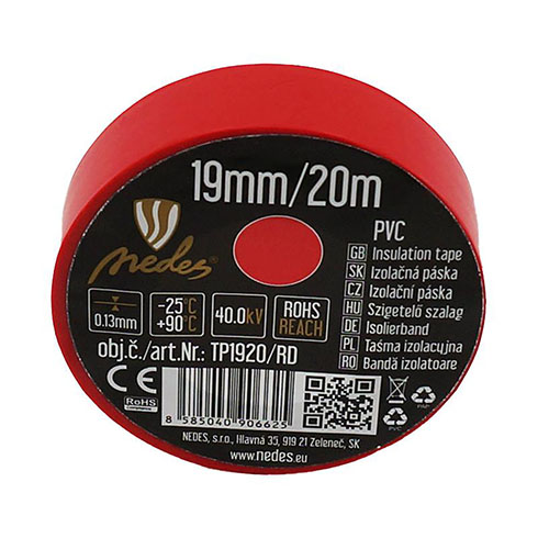 Szigetelőszalag (19mm/20 méter) piros