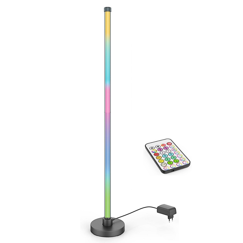 LED állólámpa, hangulatfény távirányítóval, RGB + meleg fehér (146 cm)