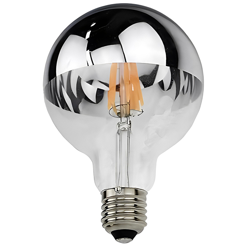 E27 LED izzó Bulb filament (7W/180°) G95 - meleg fehér - króm