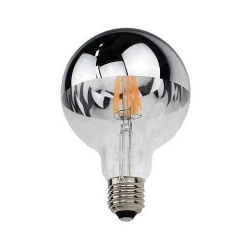 E27 LED izzó Bulb filament (7W/180°) G95 - meleg fehér - króm