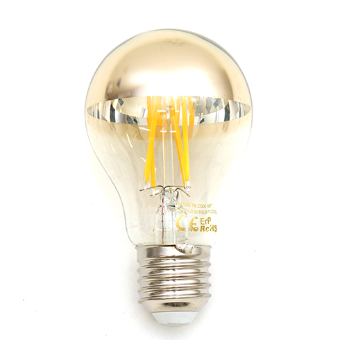 E27 LED izzó Bulb filament (7W/180°) Körte - meleg fehér - arany