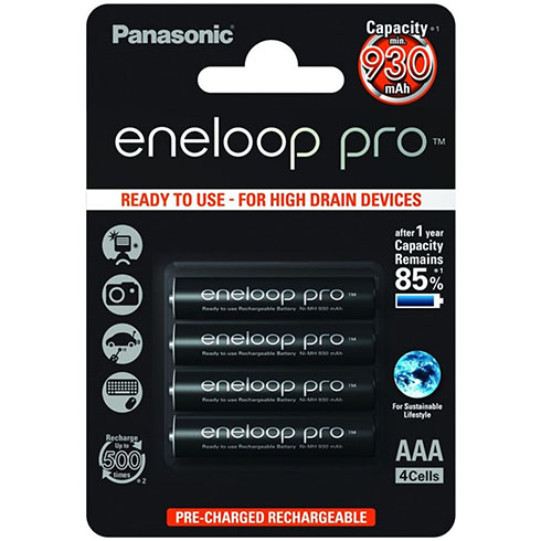 Eneloop PRO R2U - tölthető AAA ceruza elem, 930 mAh (4 db)