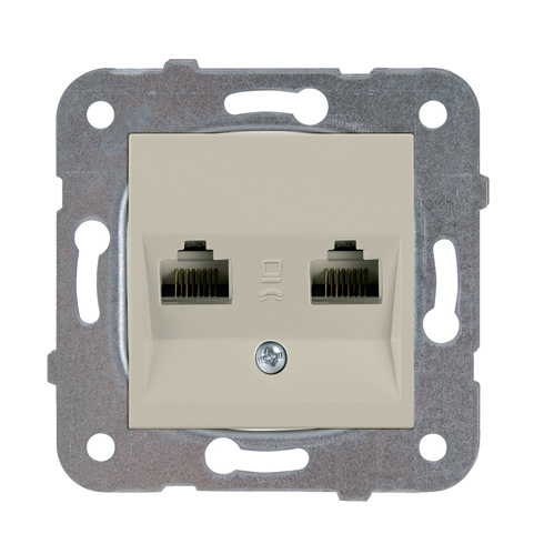 RJ45 CAT 6 + RJ11 CAT3 fali aljzat, keret nélkül, bézs