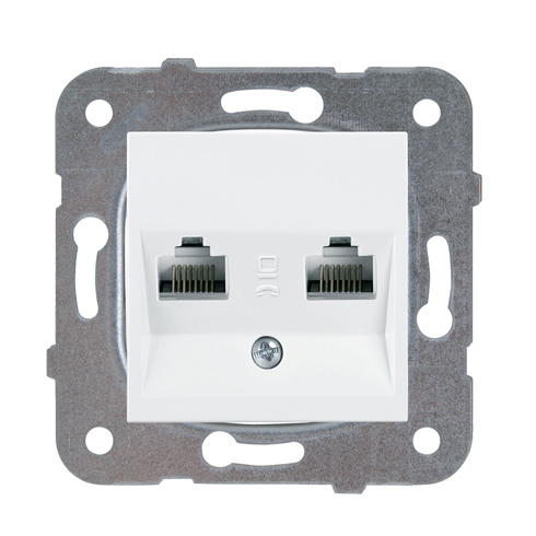 RJ45 CAT 6 + RJ11 CAT3 fali aljzat, keret nélkül, fehér