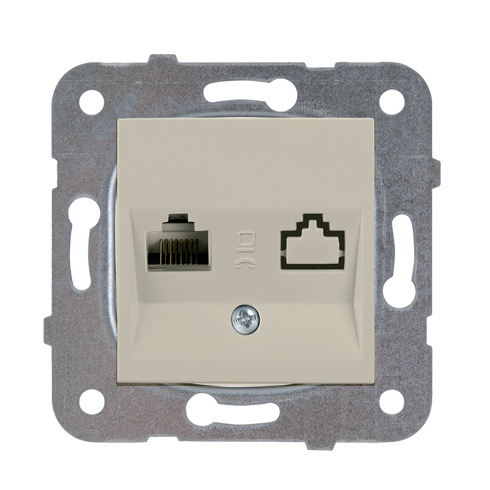 RJ45 CAT 6 fali aljzat, keret nélkül, bézs