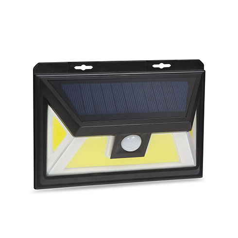 IP65 napelemes, mozgásérzékelős LED reflektor, 3 COB LED (5W/300 lumen) - hideg fehér