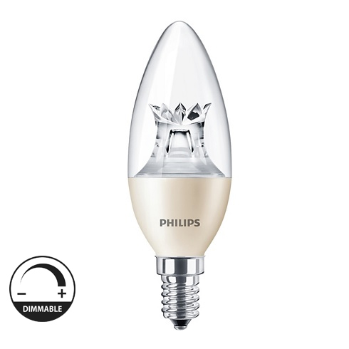 E14 LED lámpa (4W/200°) Gyertya átlátszó - meleg fehér, dimmelhető Utolsó darab!