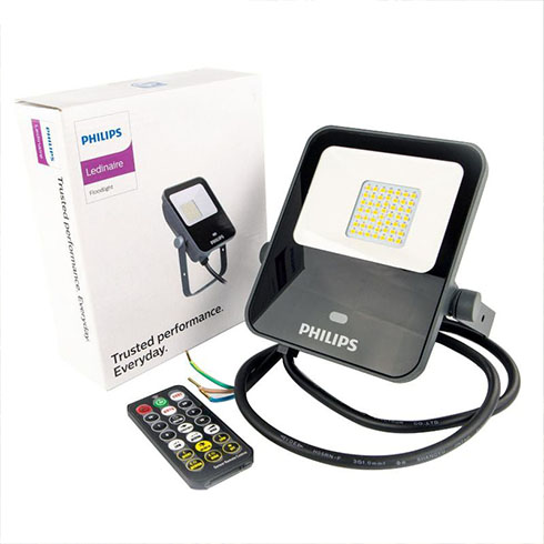 Mozgásérzékelős LED reflektor (10W) 3000K - Szürke - IP65 - távirányítóval