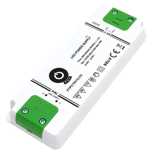 LED tápegység 12 Volt - műanyag házas, ipari (75W/6.25A) Compact, 5 év garancia