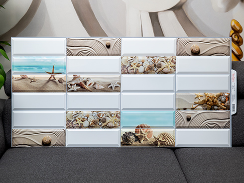 Flexpanel PVC falburkoló lap - Csempe (homok, kagyló, tengeri csillag)