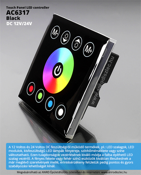 Fali RGBW LED vezérlő (RGBWZJ) - 192W - fekete (B)