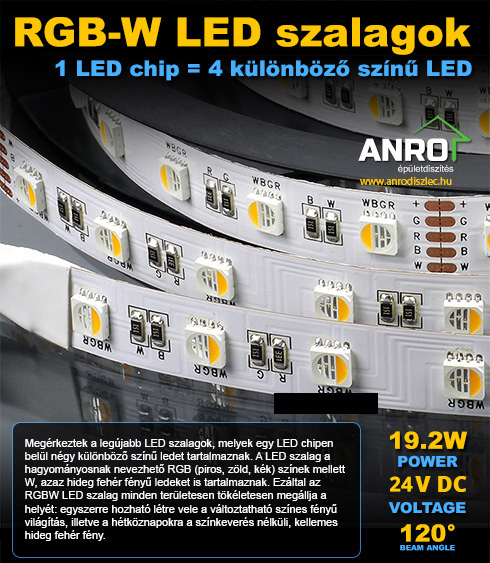 LED szalag beltéri 5050-60 (24 Volt) - RGBWW Legerősebb!