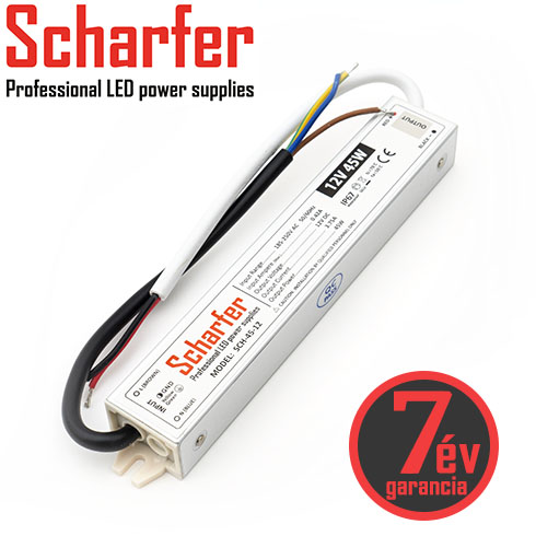 Vízálló LED tápegység 12 Volt (45W/3,75A) IP67, Scharfer