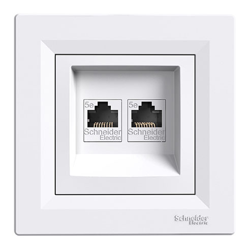 Asfora - Számítógép aljzat Cat5e, 2-es, komplett, fehér