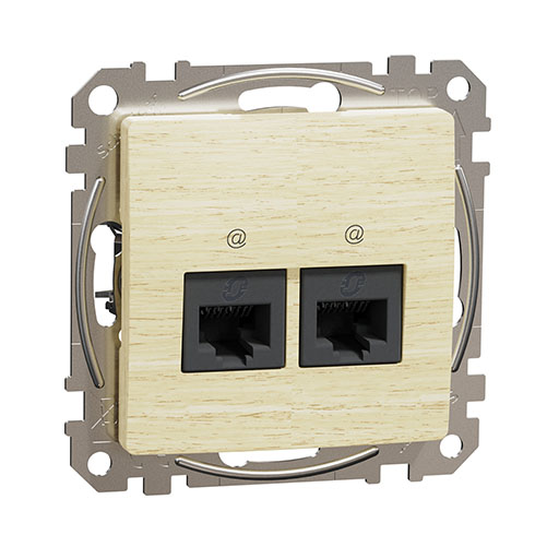 Sedna Elements 2xRJ45 Cat5e UTP aljzat, nyír