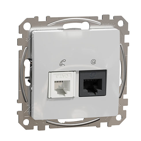 Sedna Design RJ11/RJ45 Cat6 UTP kombinált aljzat, alumínium