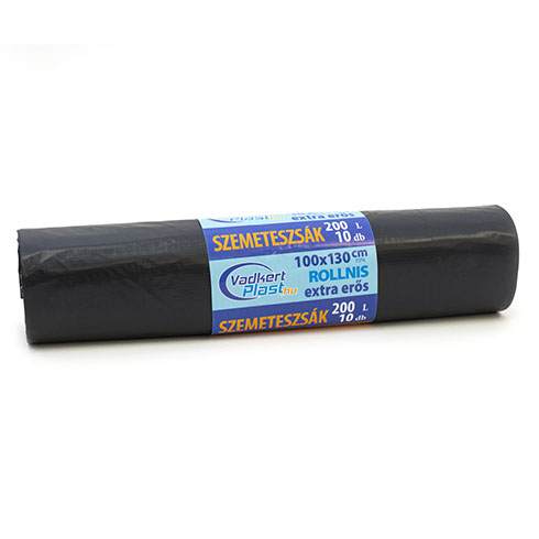 Szemeteszsák 200L (100x130cm) 10db, extra erős, fekete