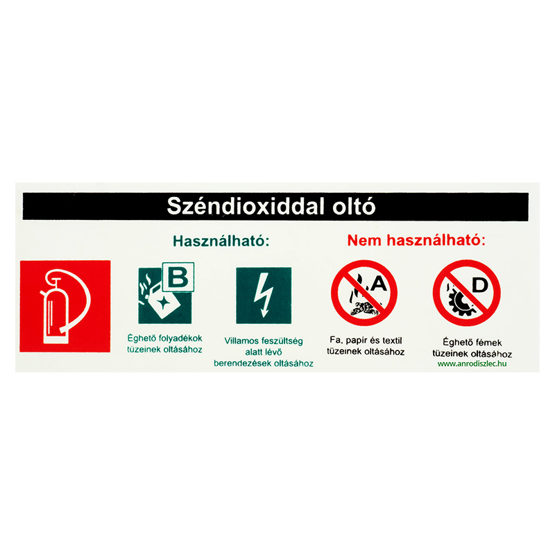 Tűzoltó készülék típus jelző tábla (CO2) B kategória Tűzoltó készülék típus jelző tábla (CO2) B kategória