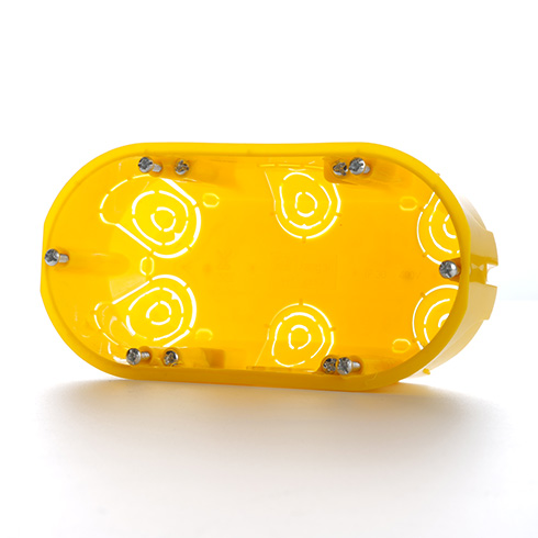 Szerelvénydoboz gipszkartonba süllyeszthető 2-es (145x74x45 mm) sárga
