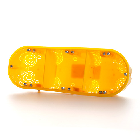 Szerelvénydoboz gipszkartonba süllyeszthető 3-as (215x74x45 mm) sárga
