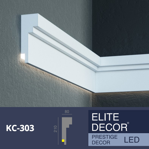 Prestige Decor homlokzati díszléc LED rejtett világításhoz (KC-303) védőbevonattal