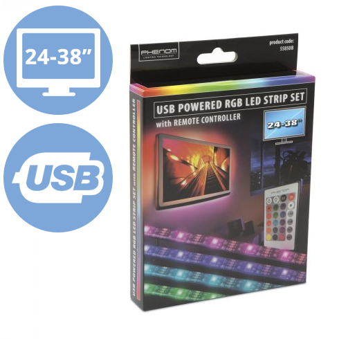 -USB csatlakozós TV háttérvilágítás RGB LED szalaggal: 24-38 colos tévéhez