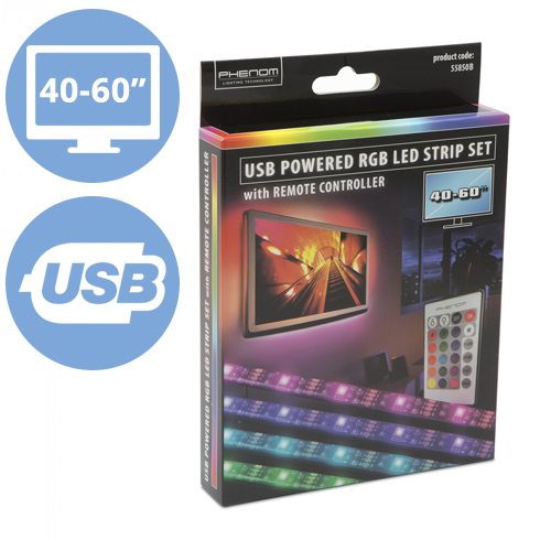 -USB csatlakozós RGB LED szalag szett, 40-60\'\' TV-hez háttérvilágítás