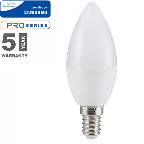 E14 LED lámpa (7W/200°) Gyertya - meleg fehér, PRO Samsung Kifutó