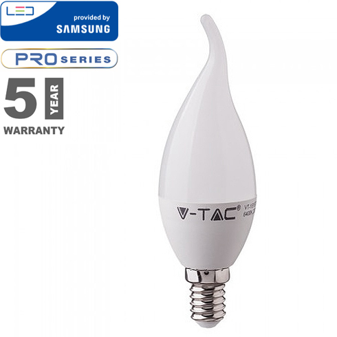 E14 LED lámpa (5.5W/200°) Gyertya láng - meleg fehér, PRO Samsung Kifutó