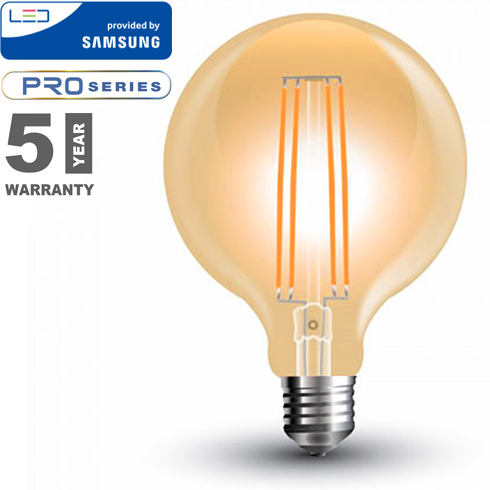 E27 LED izzó Vintage filament (6W/300°) G95 - extra meleg f., PRO Samsung